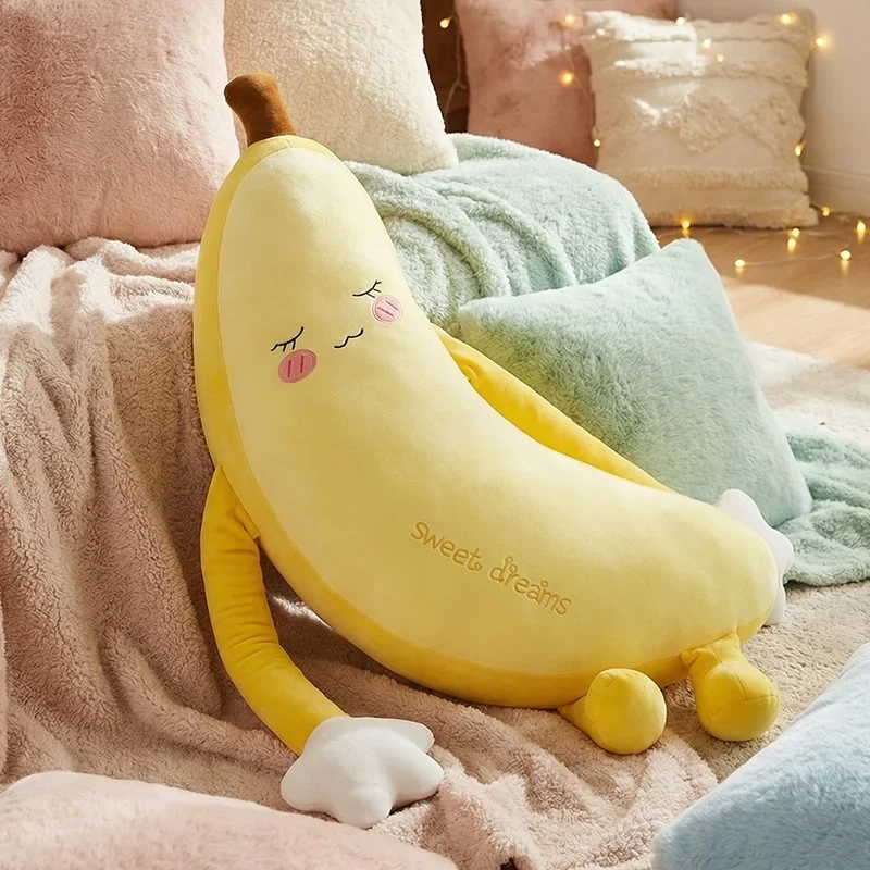 Sweet Dreams Banana Long Plush Pillow – Yellow
