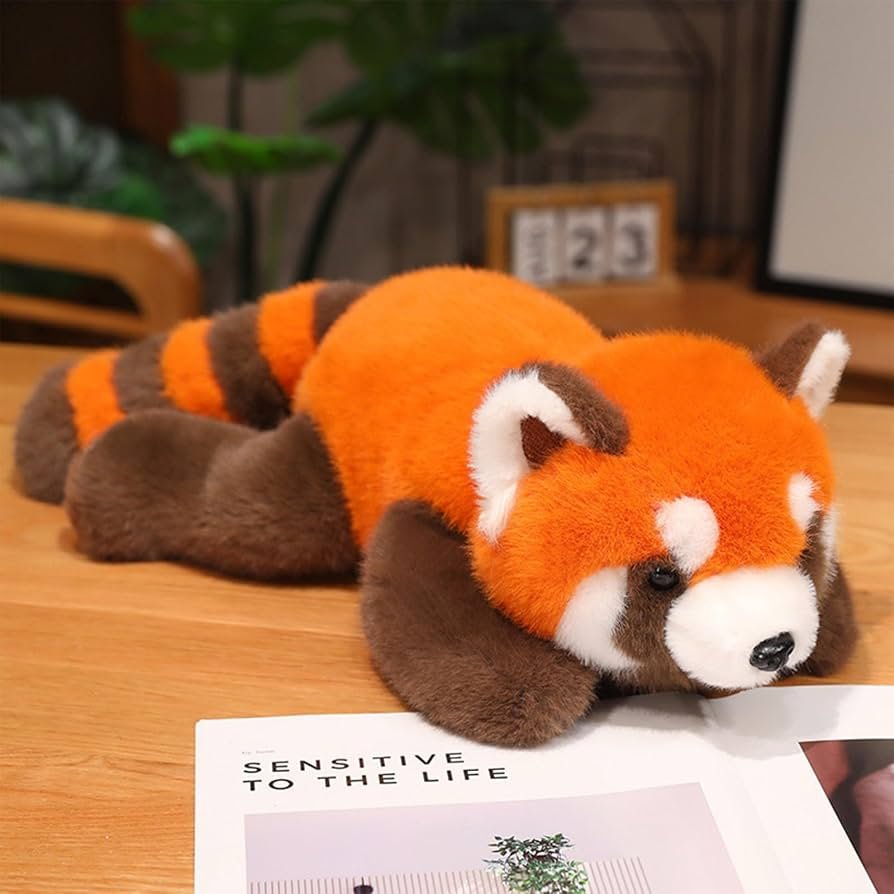 Red Panda Long Plush Toy – Soft Sleeping Animal Pillow