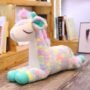 Rainbow Giraffe Long Body Plush Toy – Multicolor Resting Design