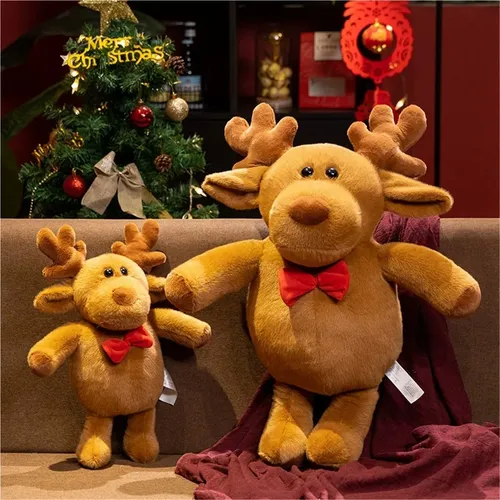 Cute Christmas Deer Plush Toys Brown Elk Pillow Animal Stuffed Doll Plushy