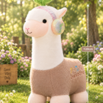 Alpaca Llama Plush Toy with Headphones – Mocha Brown 110cm