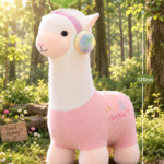 Alpaca Llama Plush Toy with Headphones – Blush Pink 110cm