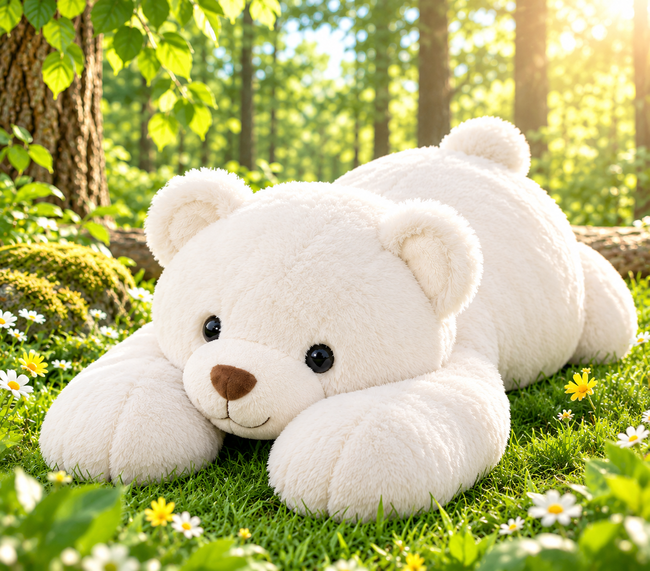 White Bear Animal Pillow 120cm – Lying Teddy Bear Plush Toy