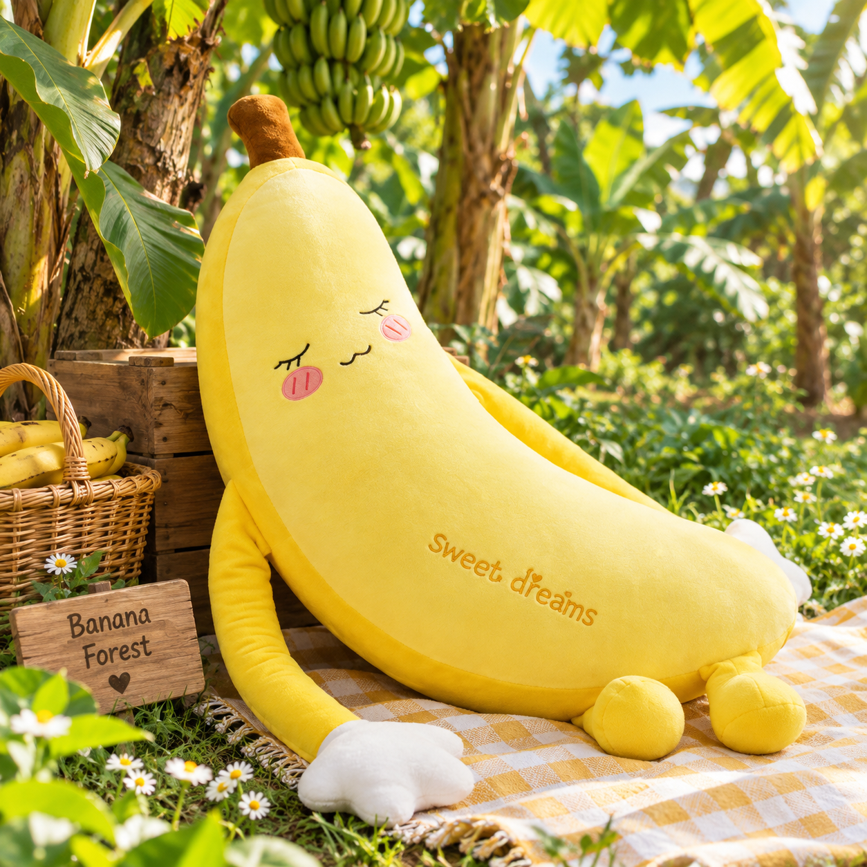 Banana Plush Pillow 120cm – Yellow Long Body Cushion