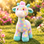 Rainbow Giraffe Plush Toy | Multi-colour Standing Stuffed Animal - 30cm