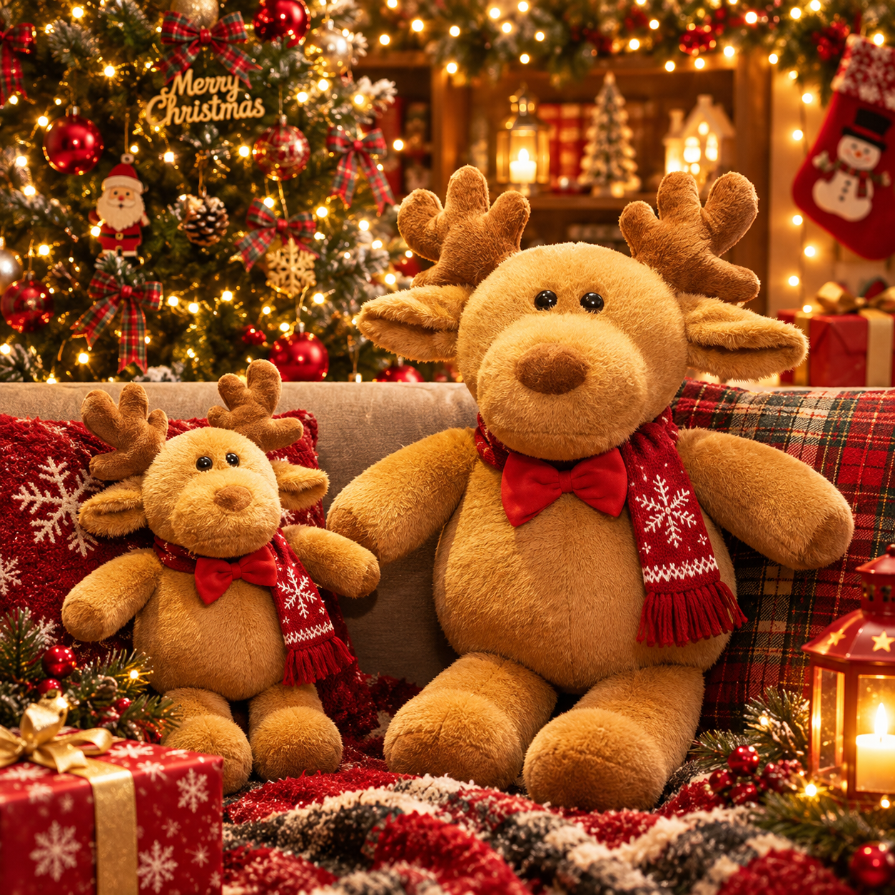 Christmas Deer Plush Toy 70cm – Brown Elk Stuffed Animal Pillow