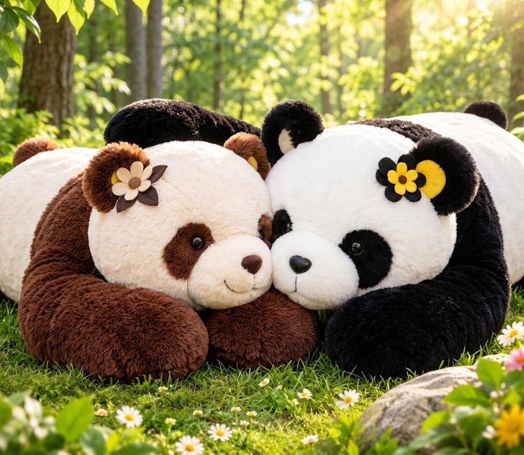 Panda Plush Toy 105cm – Soft Floral Sleeping Panda Body Pillow, Cute Cuddly Long Pillow for Kids & Adults