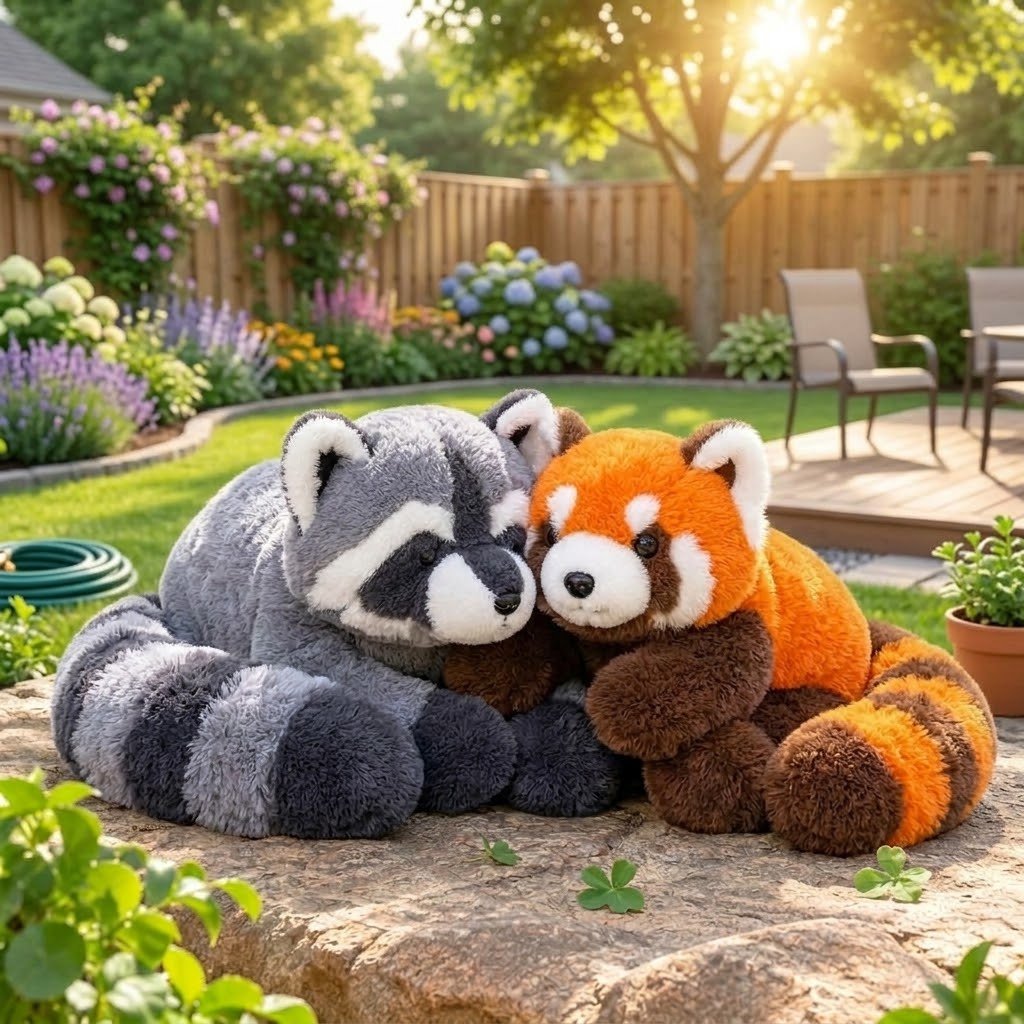Raccoon Plush Toy 65cm – Soft Stuffed Animal Available in: Orange & Brown | Black & Grey