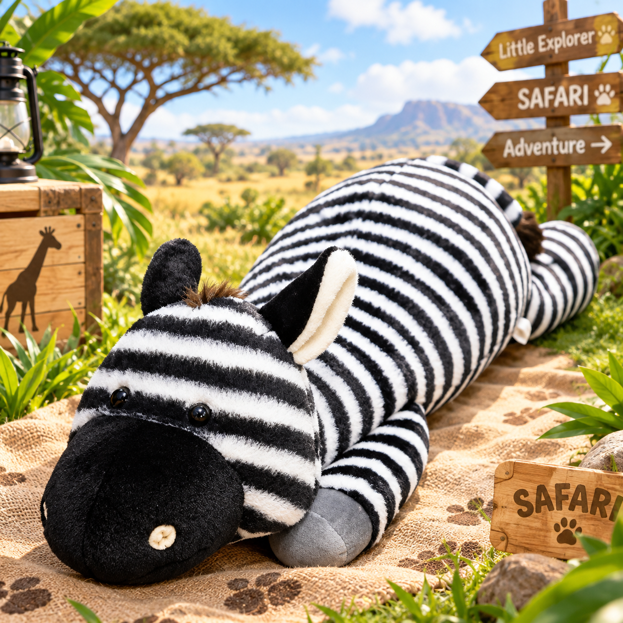 Zebra Plush Toy 60cm – Cute Lying Down Stuffed Animal